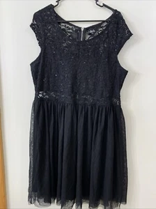 VTG Y2K Black Mini Dress Plus Size 3x Fairy Grunge Dark Romantic Whimsigoth Prom - Picture 1 of 9