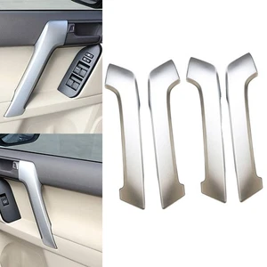 Silver Interior Door Handle Trim Set for Toyota Land Cruiser Prado 2010 to 2018 - Picture 1 of 8