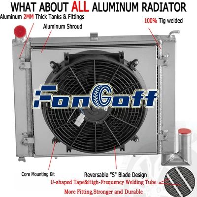 3 Rows Radiator Shroud Fan For 1963-72 Chevy Corvette 5.3L 5.4L V8 Small Block Foto 1 de 4