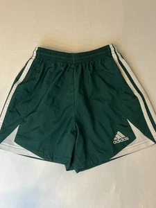 Adidas Kids Athletic Shorts Retro Size Small Soccer Green White Drawstring - Picture 1 of 5