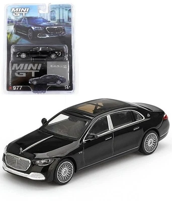 MINI GT MERCEDES BENZ MAYBACH S680 1/64 BLACK DIECAST MODEL CAR MGT00977-P11 - Image 1 of 4