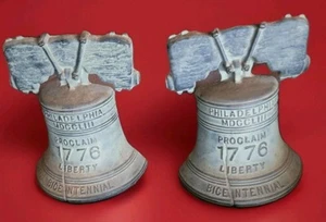 Bicentennial 1776-1976 Vintage Gusseisen Liberty Bell Buchstützen Proclaim USA - Bild 1 von 5