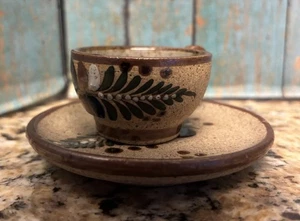 Linda Decoración Miniatura Vintage México Té Tonalá Taza Café Y Platillo Firmado - Imagen 1 de 7