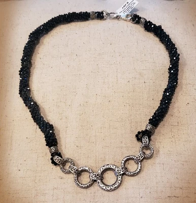 NWT Bali Artisan 36 ctw Thai Black Spinel Beaded Necklace Sterling Silver - Image 1 of 4