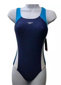 Speedo Girl's Youth Swimsuit Infinity Splice Sz 12 Deep Water Blue Swimwear NWT - Picture 1 of 8