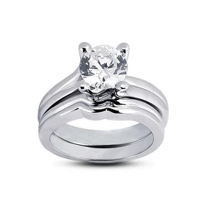 Anillo Clásico con Alianza de Boda 1.04ct I SI3 Redondo Diamante Natural Certificado 14k - Imagen 1 de 4