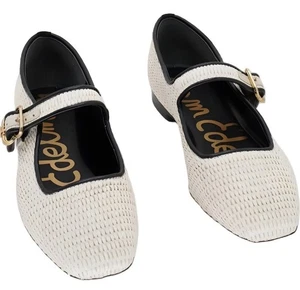 Sam Edelman Michaela Mary Jane Rafia Planos Lino Marfil Talla 10 M Hebilla - Imagen 1 de 13