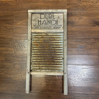 Vintage Dubl Handi Columbus Washboard Co. Washing Board 18"x9" Wooden Portable - Image 1 of 4