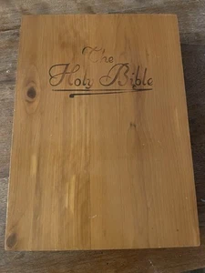 Union Made Wooden Box Hinge Closure Vintage 1972 KJV Bible Nelson - Foto 1 di 8