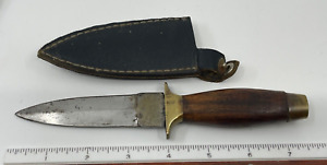 Vintage Stainless Pakistan Boot Dagger Knife Fixed Blade Wood Handle & Sheath