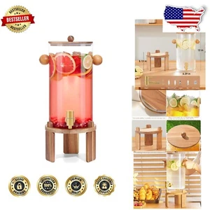 High-Quality Glass Drink Dispenser with Rustic Stand - Ideal for Entertaining - Picture 1 of 9