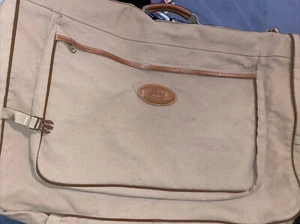 Eddie Bauer Edition Ford Khaki Canvas & Leather Garment Bag Luggage Travel Bag - Picture 1 of 3