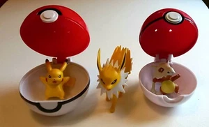 Tomy Pokemon Figures + 2 pokeballs Bundle Pikachu Jolteon Cubone Action Figures - Picture 1 of 6
