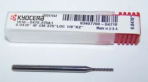 (.0470") CARBIDE END MILL 4 FLUTE - KYOCERA .375" LONG FLUTE 1810-0470.375A1 - Picture 1 of 1