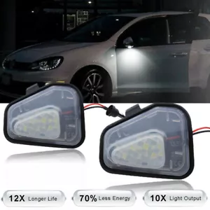2X White 6000K Side Mirror Puddle Lights LED Lamp For VW CC Passat Scirocco - Picture 1 of 11