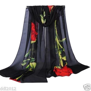 2017 Fashion Women Rose Long Soft Wrap Scarf Ladies Shawl Chiffon Scarves Stole - Picture 1 of 8