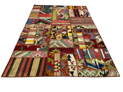 Turkish Kilim Patchwork Carpet, 4.5x6.7 Ft, Area rug, Floor Rug - Image 1 of 3