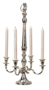 Candle holder 4-arms Metal/Silver candelabra for standing and hang made in Italy - Picture 1 of 1