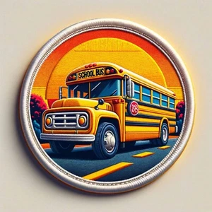 Yellow School Bus Patch Iron-on Applique Clothing Vest Jacket, Kids Badge, Craft - Picture 1 of 12