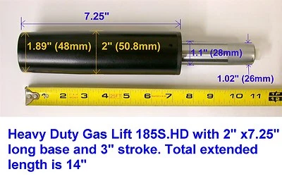 GROMAX One Heavy Duty 185S.HD Chair Parts Gas Lift / 2 Inch Diameter Cylinder / 350lb