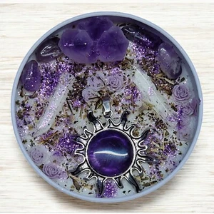 Ethereal Serenity Candle with Amethyst & Clear Quartz -Tranquility - Picture 1 of 3
