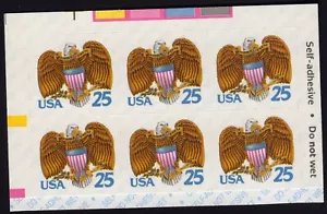 Scott #2431a Eagle & Shield Booklet Pane Block of 6 Stamps - MNH Y M - Picture 1 of 1