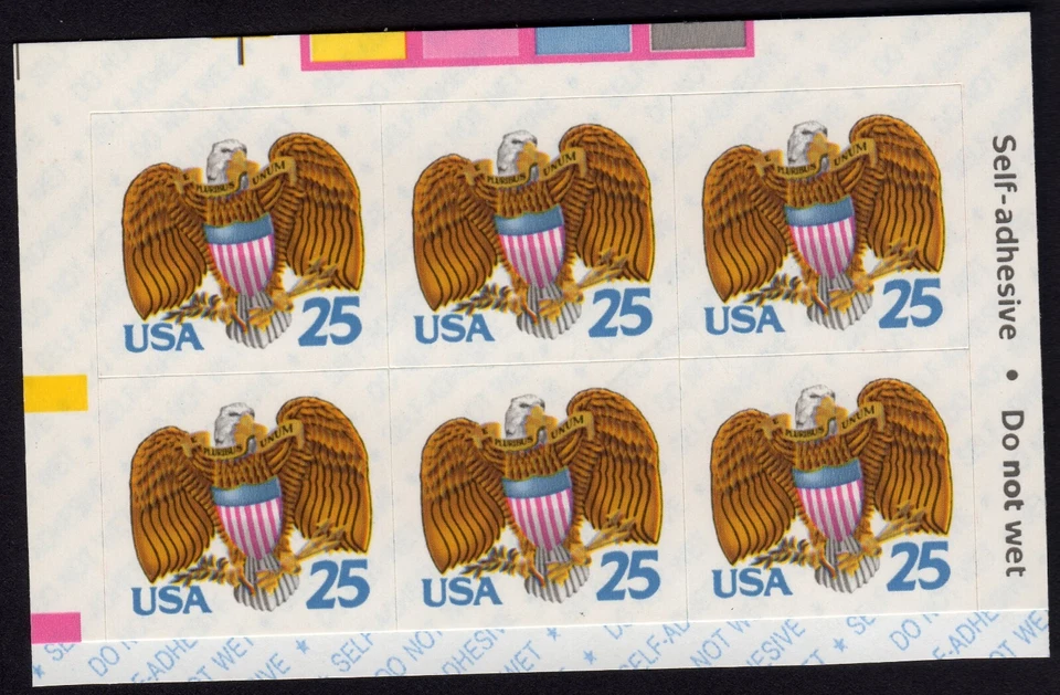 Scott #2431a Eagle & Shield Booklet Pane Block of 6 Stamps - MNH Y M - Image 1 of 1