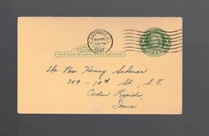 UNITED STATES POSTAL CARD ONE CENT GREEN MARTHA WASHINGTON CARTHAGE ILL 1937 - Picture 1 of 5