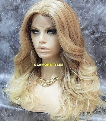 PELUCA COMPLETA DELANTERA DE ENCAJE LARGA ONDULADA CAPAS RUBIA MEDIANA MEZCLA T27.613 CALOR OK NUEVA CON ETIQUETAS Foto 1 de 4