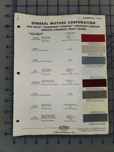 1962 Dupont GM Color Chip Brochure Buick Olds Chevrolet Pontiac - Picture 1 of 1