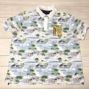 NAUTICA MENS Polo SHIRT SIZE 3XL SHORT SLEEVE Aloha HAWAIIAN TROPICAL PRINT - Picture 1 of 7
