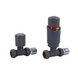 Anthracite Grey TRV Valves Straight – With Lock Valve Set for 15mm - Picture 1 of 1