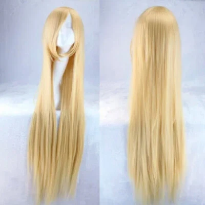Peluca de disfraz de anime recto de 80 cm de largo cosplay peluca de fiesta (rubia miel) para fiesta Foto 1 de 4