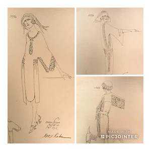 1920's Ethel Rabin Vtg Gatsby Fashion Design ORIGINAL Drawing~Roaring 20s (aO) - Picture 1 of 12