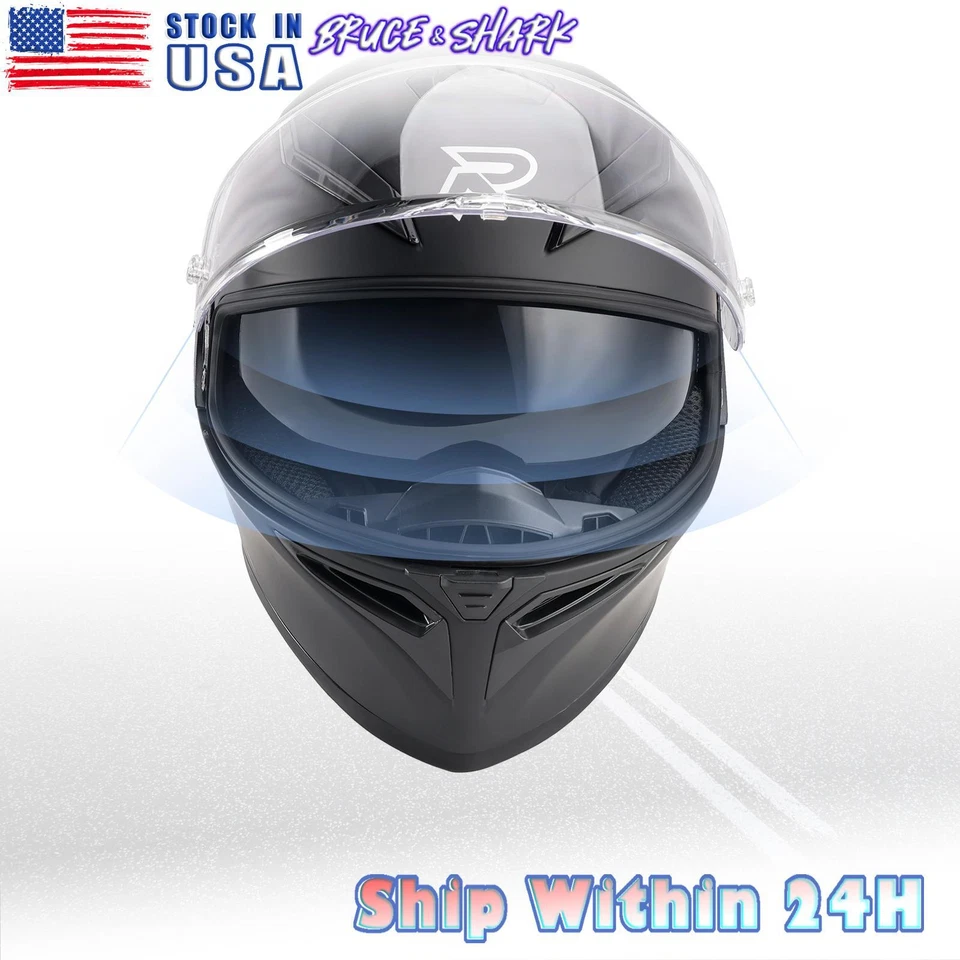 Casco de motocicleta DOT adulto calle cara completa naranja mate negro L U5 Foto 1 de 4