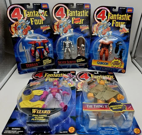 Marvel ToyBiz Fantastic 4 Action Figures 1994 Lot of 5 New in Box The Thing Cover