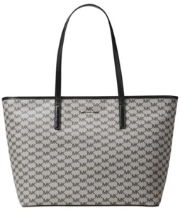 Nuovo Michael Kors Jet Set Emry Top Borsa Cerniera Tote Jet Set Nero Argento Mk - Foto 1 di 12