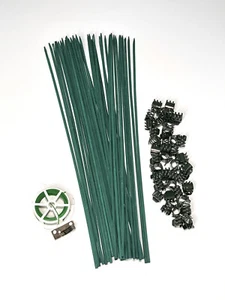 120 Pcs Plant Sticks Support Green Bamboo Garden Wood Stakes With Clips & Wire - Picture 1 of 6