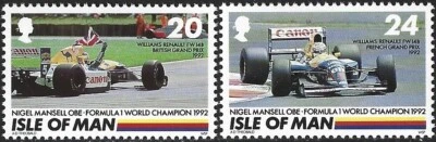 1992 Isle of Man Sg 537/538 Nigel Mansell Formula 1 World Champion MNH - Image 1 of 2