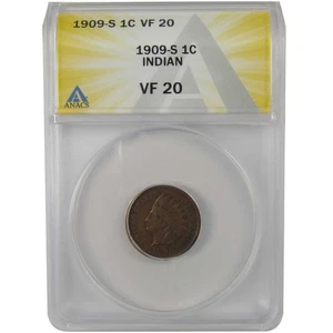 1909 S Indian Head Cent VF 20 ANACS Penny 1c Coin SKU:I22197 - Picture 1 of 4