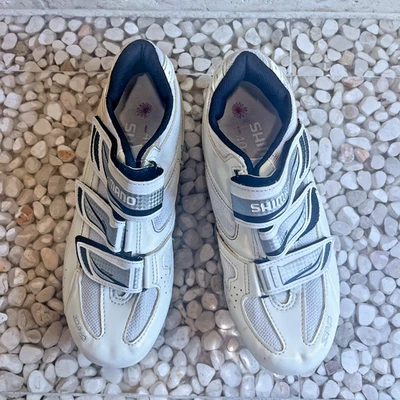 禧玛诺 SH-WR35 Wmn 公路自行车鞋 - 白色 - 钩环带 - 美国 8 - 欧盟 39 — 第 1/4 张图片