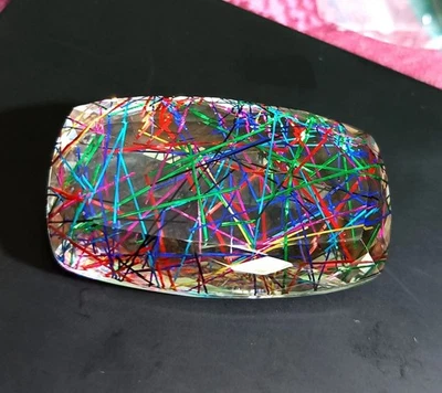 MULTI Rutilated Quartz Natural 115+ Ct Cushion Cut Loose EGL Certified Gemstone - Image 1 of 4