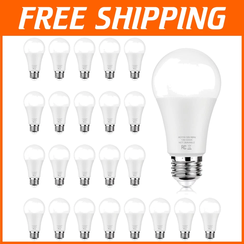 24 Pack LED Light Bulbs 1500LM A19 5000K No Flicker - Image 1 of 4