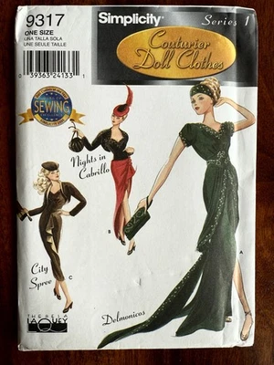 New Simplicity 9317 Couturier 15 1/2" Doll Sewing Pattern 1950's Glamour Gowns - Image 1 of 3