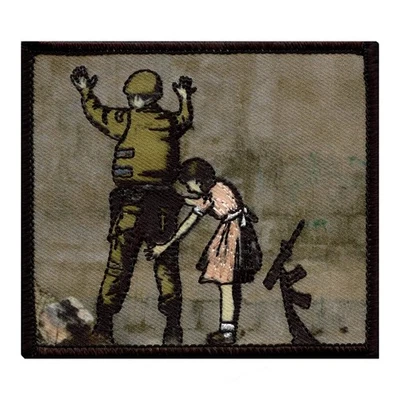Banksy Girl Frisking Soldier Embroidered Iron On PhotoPatch - Image 1 of 2