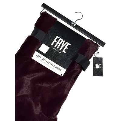 FRYE Faux Fur Throw Blanket 50 x 70" Dark Purple Red Merlot Soft Fur Feel NWT - Image 1 of 4