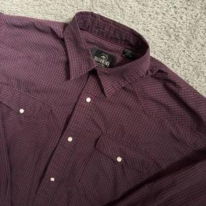 Redhead Mens Gingham Plaid Pearl Snap Long Sleeve Shirt Size LT / Large Tall - Picture 1 of 8