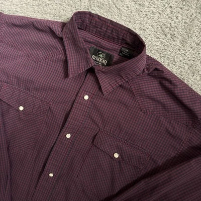 Redhead Mens Gingham Plaid Pearl Snap Long Sleeve Shirt  Size LT / Large Tall - Image 1 of 4