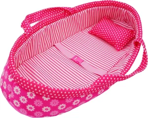 Pink Daisy Doll Carrier Bassinet Bed Carrier & Pillow, 18" | Baby Doll Bassinets - Picture 1 of 12