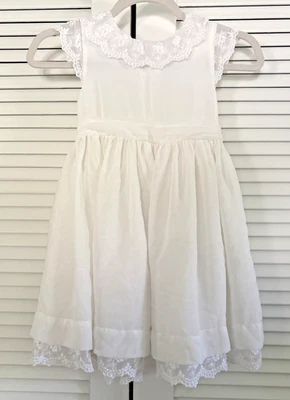 Vestido Colección Edgehill Niñas Talla 5 Blanco Tul Encaje Cuello Dobladillo Boda Iglesia Foto 1 de 4